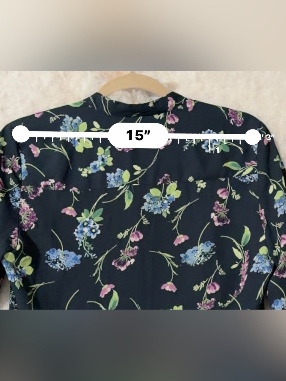 Nanette Lepore Navy Floral Long-Sleeve Fit & Flare Dress (SKU844) - Picture 4 of 6